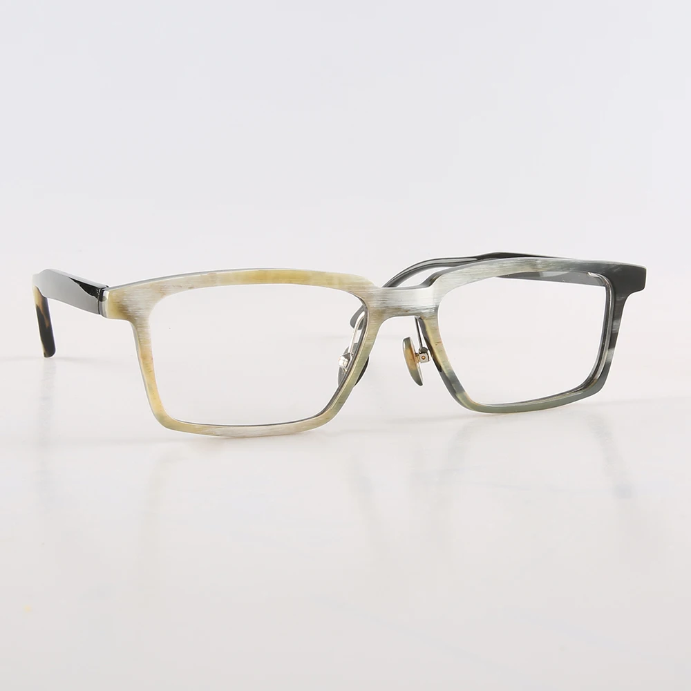 Eyeglass Frames Unique Vintage Square Business Graduated Lenses Handmade Black White Horn Man Glasses Frames Myopia Eyeglasses