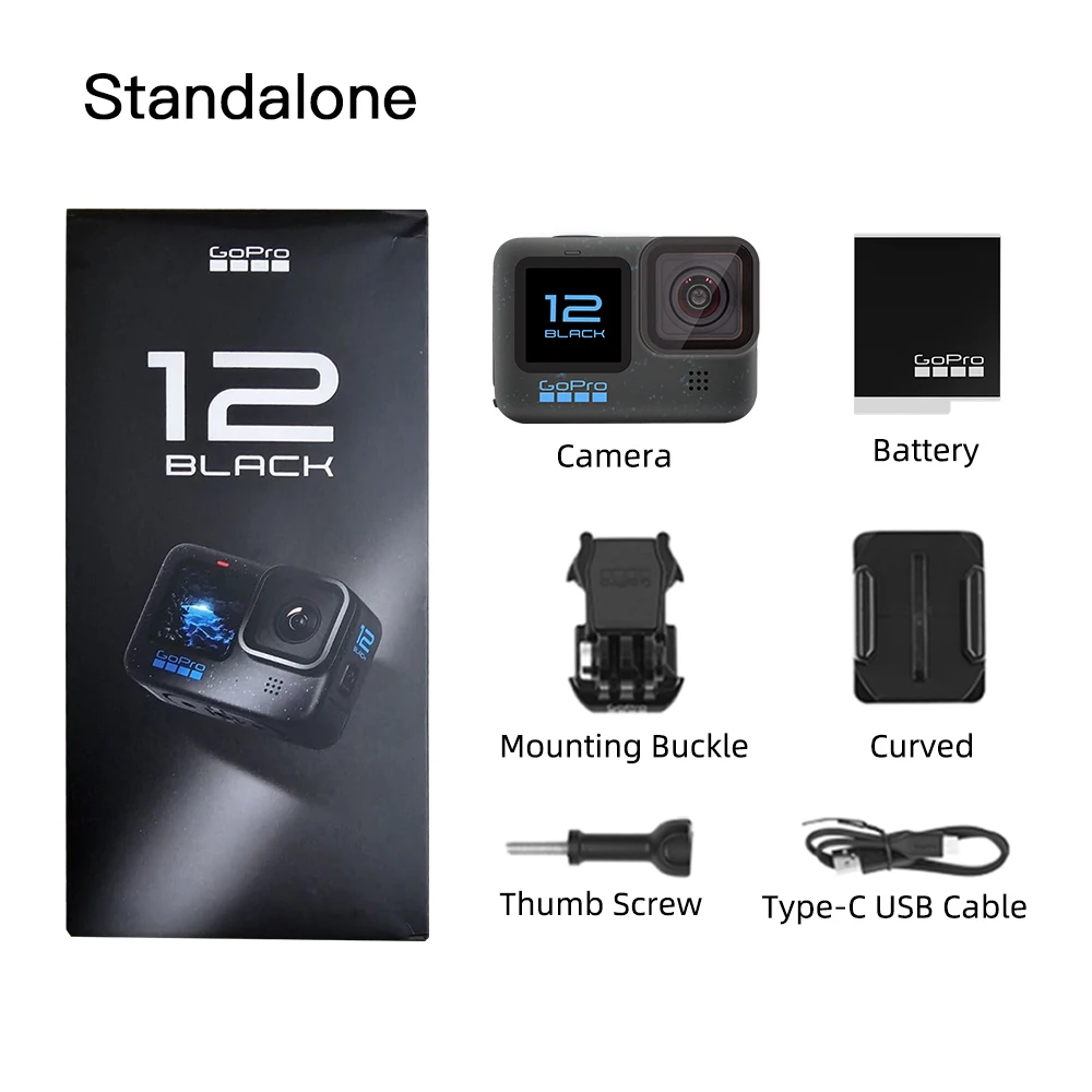 GoPro HERO 12 블랙 액션 카메라, 울트라 HD 비디오, 27MP 사진, HDR, 1/1.9 인치 이미지 센서, 5.3K60