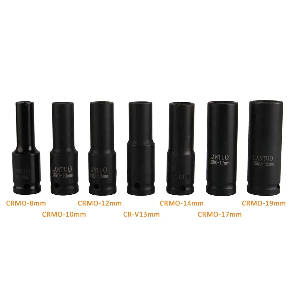 ซ็อกเก็ตสีดําชุด Hex Hole นิวเมติกประแจ Spanner อุปกรณ์เสริม 8-19 มม.7 ชิ้น 1/2 นิ้ว Sqaure ไดรฟ์