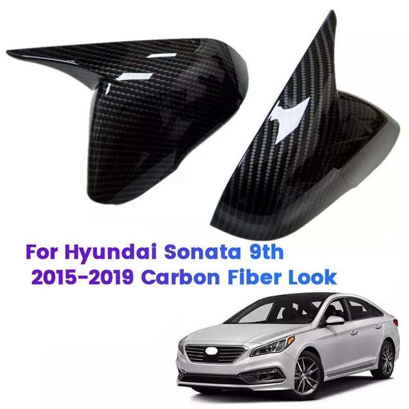 

1Pair Car Rearview Mirror Cover Ox Horn Side Mirror Shell For Hyundai Sonata 2015-2019 Reverse Caps Trim Housing