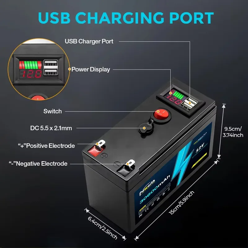 12V 30600mAh 18650 Lithium Battery Pack Digital Display Rechargeable For UPS Solar Panel Toy Car Electric Scooter Power Wheels
