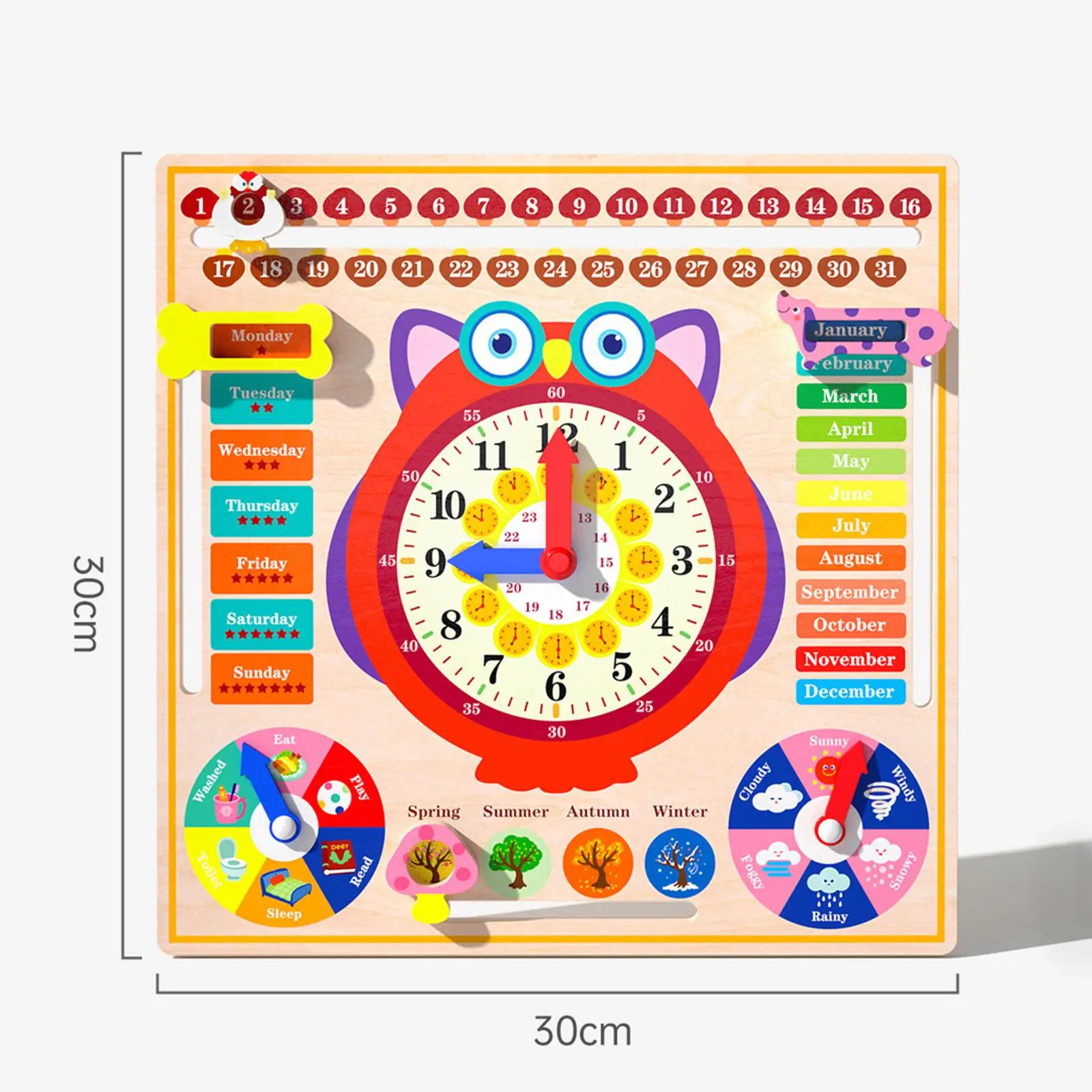 Montessori Wood Toy Weather Season Time Cognition Preschool Cognitive Board Learning Toys Kids Clock Calendar for Children