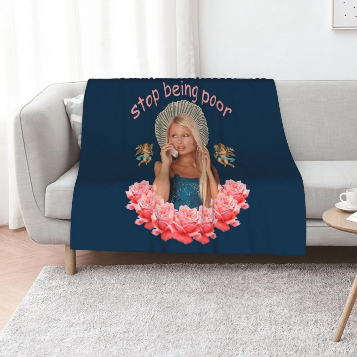 Paris Hilton _Stop Being Poor_ Throw Blanket Thins Bed funny gift Comforter for sofa Blankets