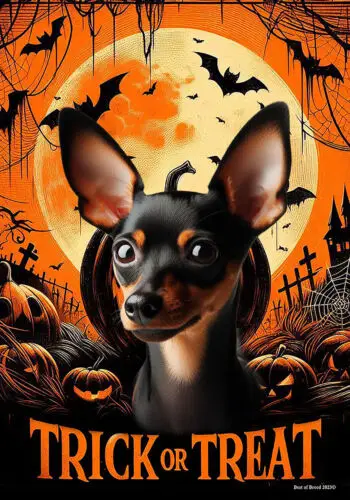 Miniature Pinscher Black/Tan Cropped Trick or Treat Halloween Flag