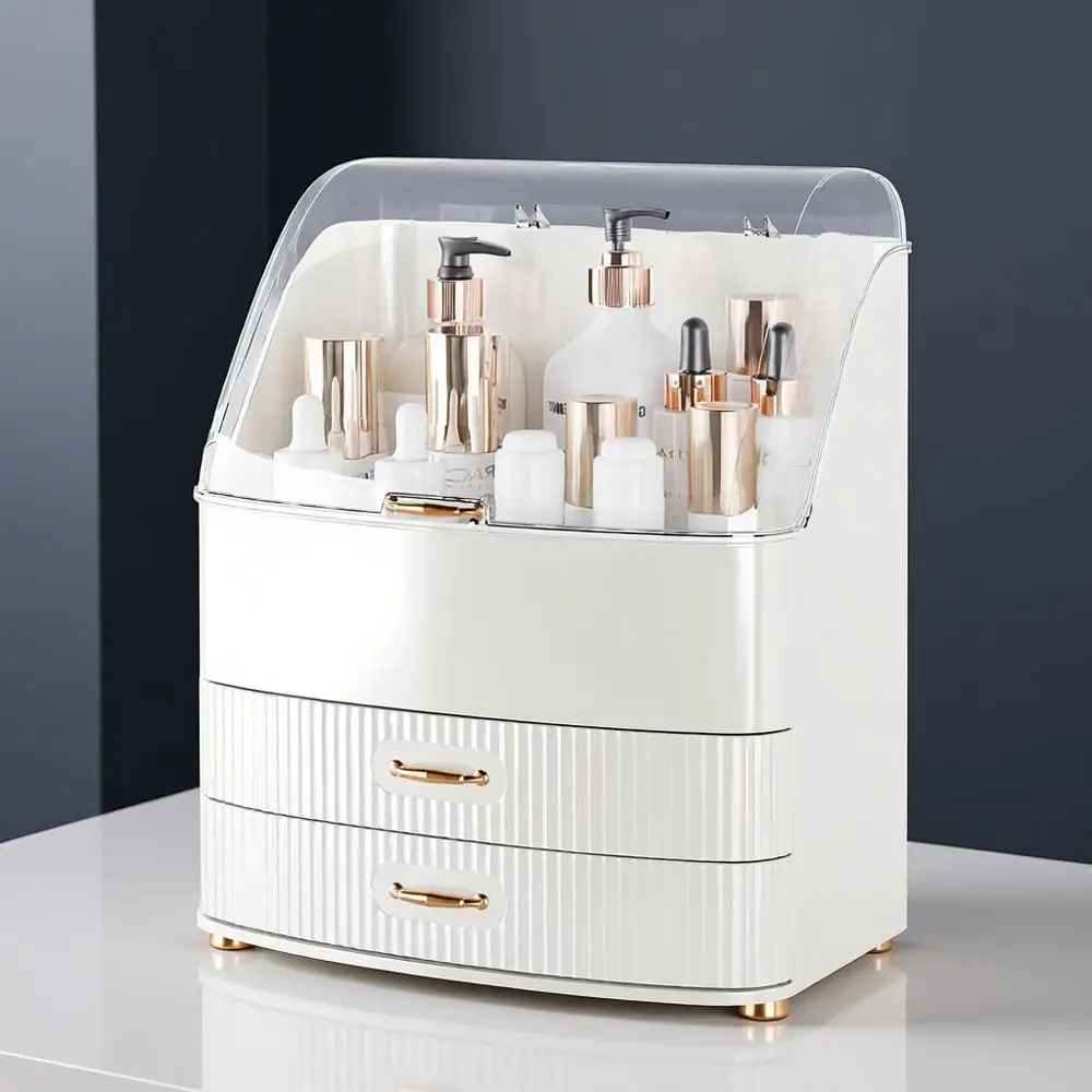 

Водонепроницаемый органайзер для макияжа с прозрачными ящиками для хранения косметики — идеальный подарок для женщин и подростков