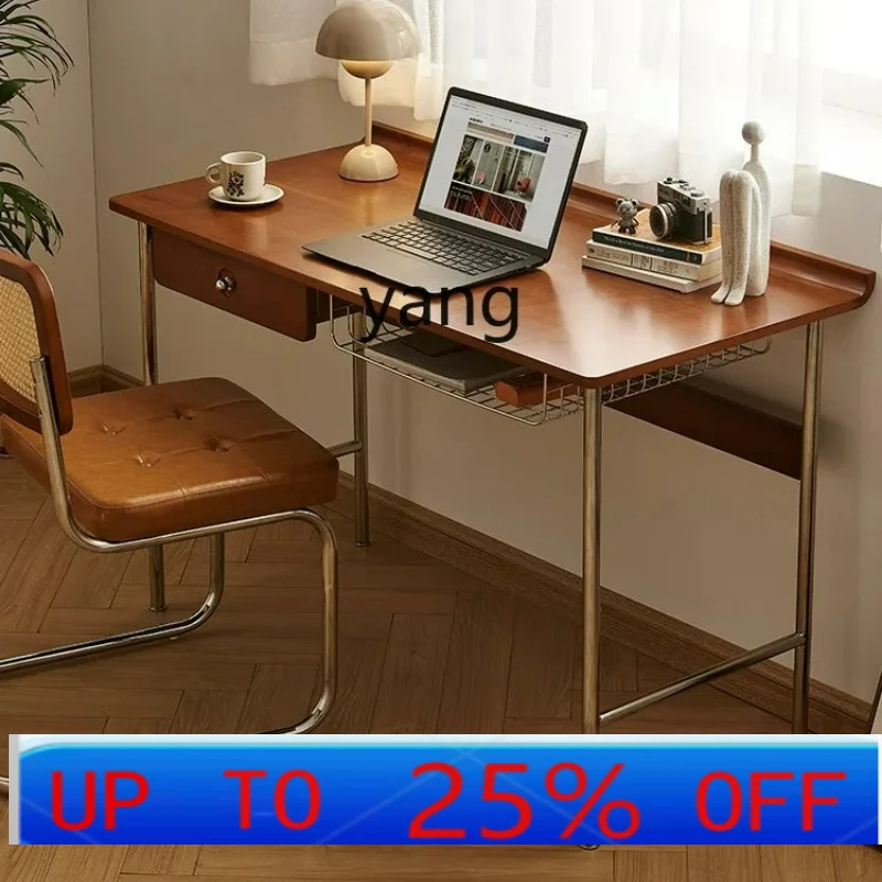 

LTT solid wood desk retro small apartment home study workbench