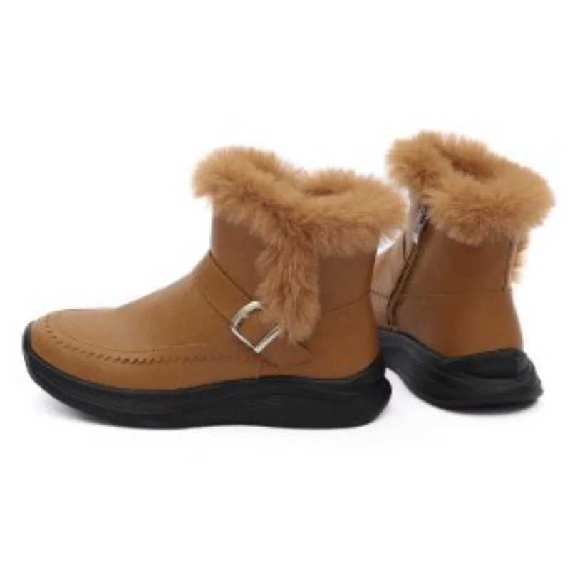 

2026Winter Women's Boots Fluffy Fur Snow Boots Winter Plush Warm Cotton Shoes Side Zipper Winter Women's Ankle Boots Botas Mujer