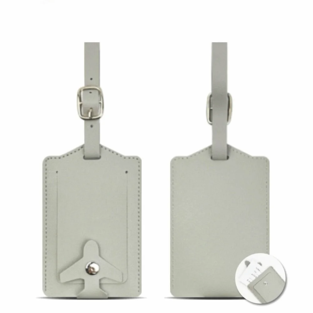 

Durable PU Leather Luggage Tag Anti Lost Thickened Suitcase Label Flip Cover Airplane Buckle Boarding Pass Luggage