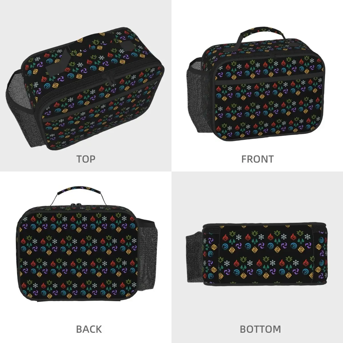 Genshin Impact AllElements Insulated Lunch Bag for Kids School Cooler Thermal Food Box Tote Portable Lunch Boxes Container