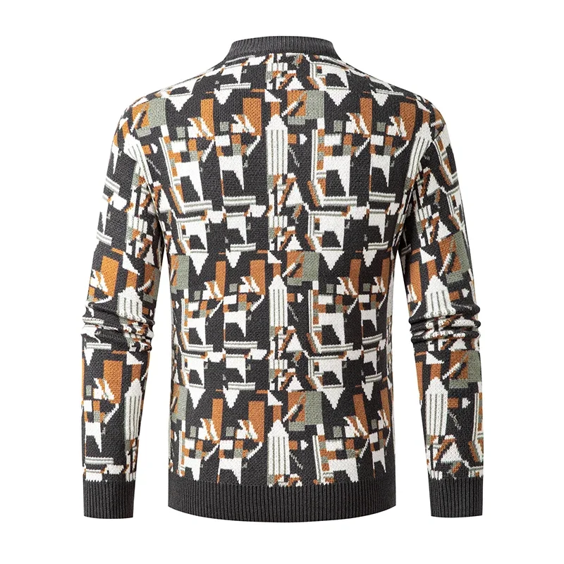 Wintertrui voor heren 2025, kersttrui, coole truien, vintage geometrisch patroon, warme truien, paar gebreide truien, jas