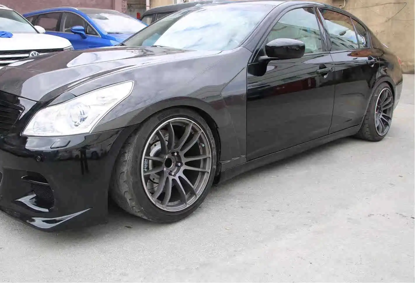 カーボンファイバーフロントバンパー,iinfiniti g37セダン4ドア2008-2015用フェンダーベント