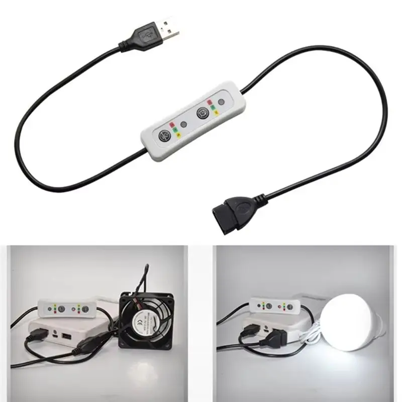 ABZC 5V USB Extension Cable with Remote Control 3-Speed Timing Switch for USB Ceiling Fan LED Lamp 0.5/1.5/3H