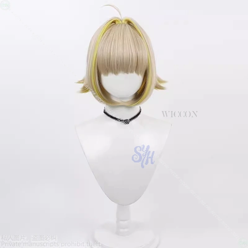 أنيمي لعبة NIKKE آلهة النصر تأثيري Elegg قصيرة الشعر الاصطناعية مقاومة للحرارة الأصفر أبرز الباروكات هالوين كوس