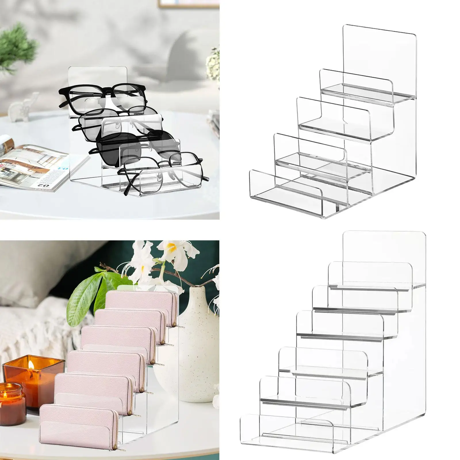 Acrylic Display Riser Handbag Purse Display Stand Decoration Step Display for Mobile Retail/shop Figures Wallet Supermarket