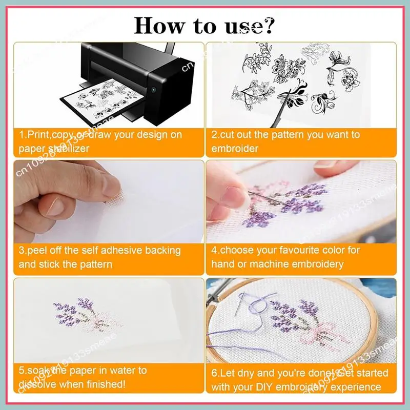 N94R Stick & Stitch Embroidery Paper For Embroidery Dissolvable Embroidery Transfer For Transferring Embroidery Patterns