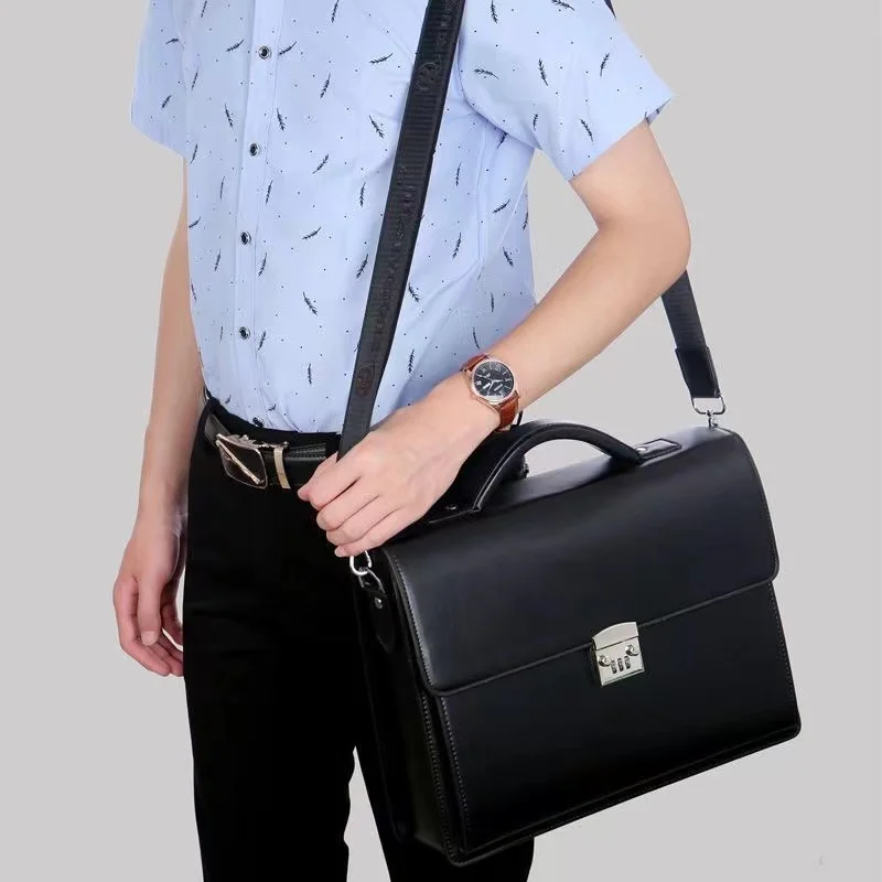 New Genuine Leather Handbag for Men Top Layer Cowhide Vertical Single Shoulder Messenger Bag Postman Briefcase Computer Bag