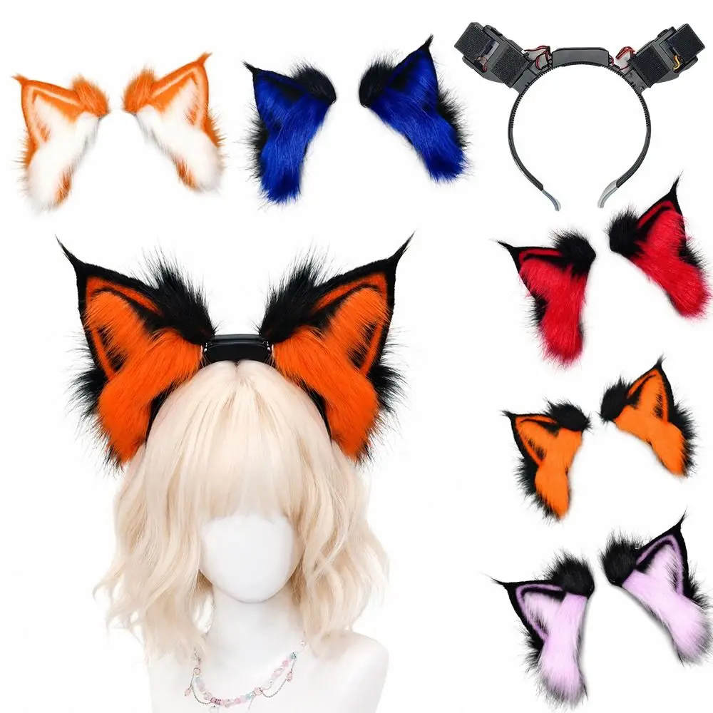 

Fluffy Electric Fox Ear Headband Detachable Rechargeable Gravity-Sensitive Ear Headband Motorized Movement Cosplay Headpiece
