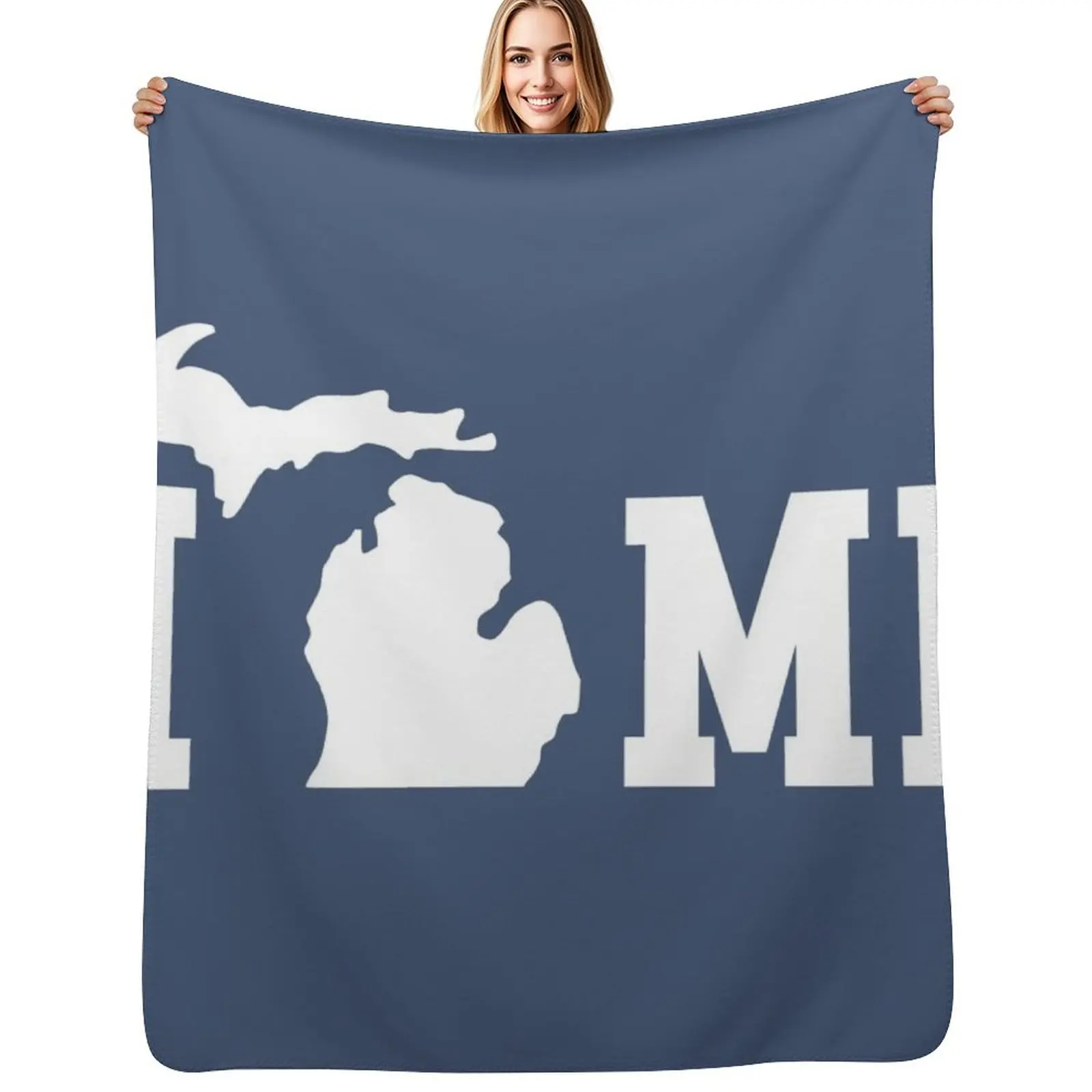 

Michigan is Home - All White Throw Blanket Durable Warm Blanket for Daily Home Use