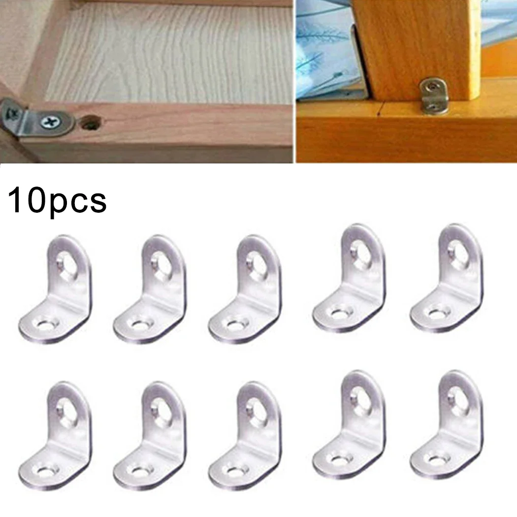 Staffe angolari a forma di L da 10 pezzi supporto per mensola con codice angolare in acciaio inossidabile per Hardware per mobili per guardaroba a battente per sedia da tavolo