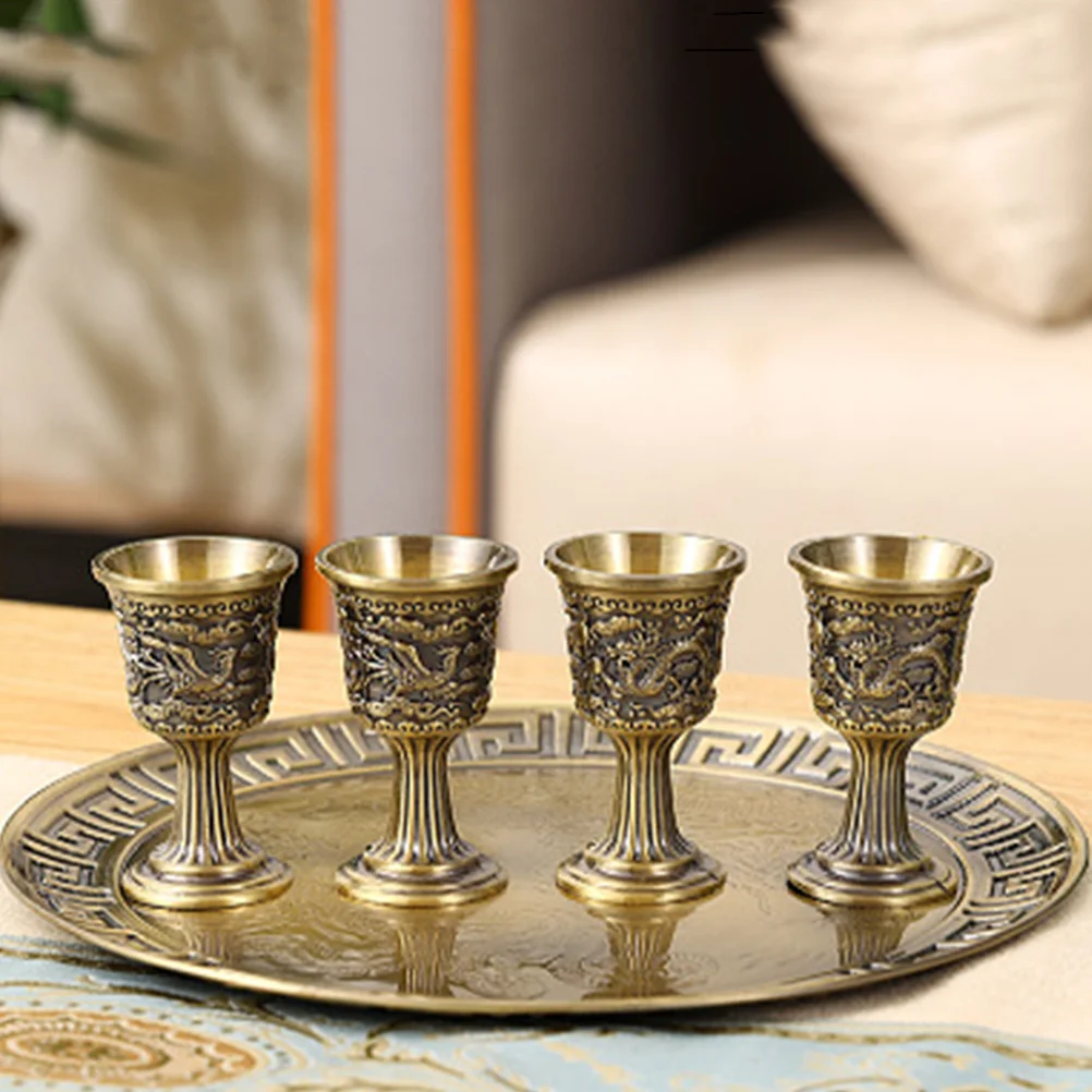

Bronze Dragon Phoenix Wine Cup Zinc Alloy Goblet Chinese Style Delicate Dinner Party Home Restaurant Decorative Liquor