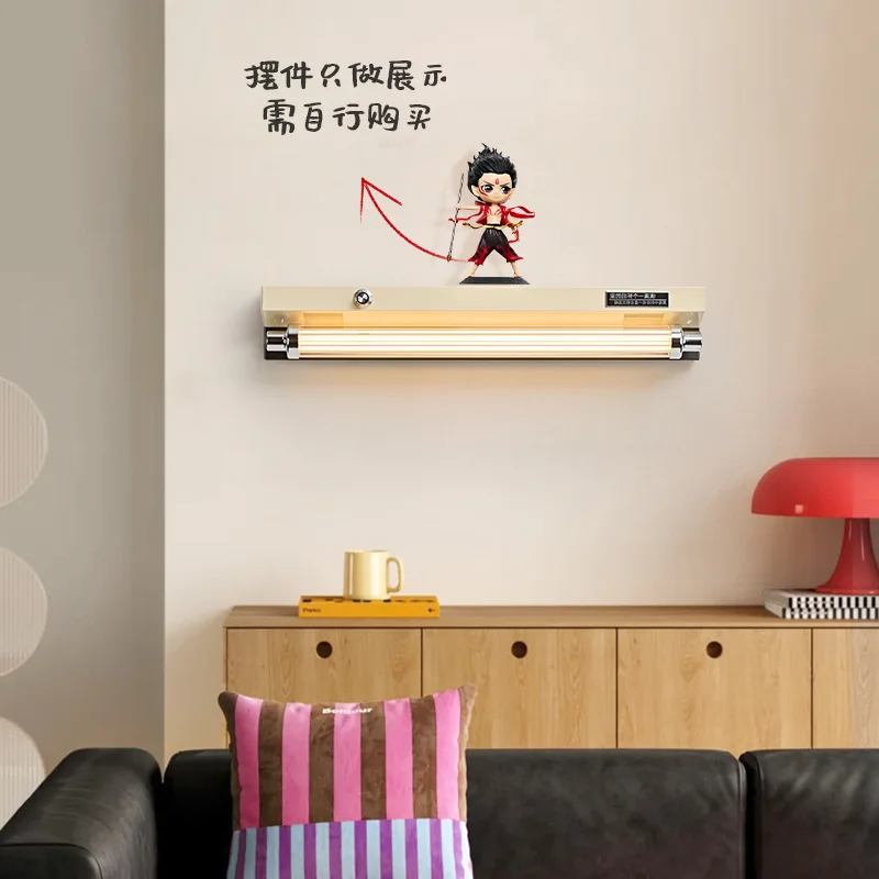 Retro Nostalgic Bedroom Bedside Aisle Industrial Wind Adjustable Brightness Wiring-free Shelf Wall Lamp