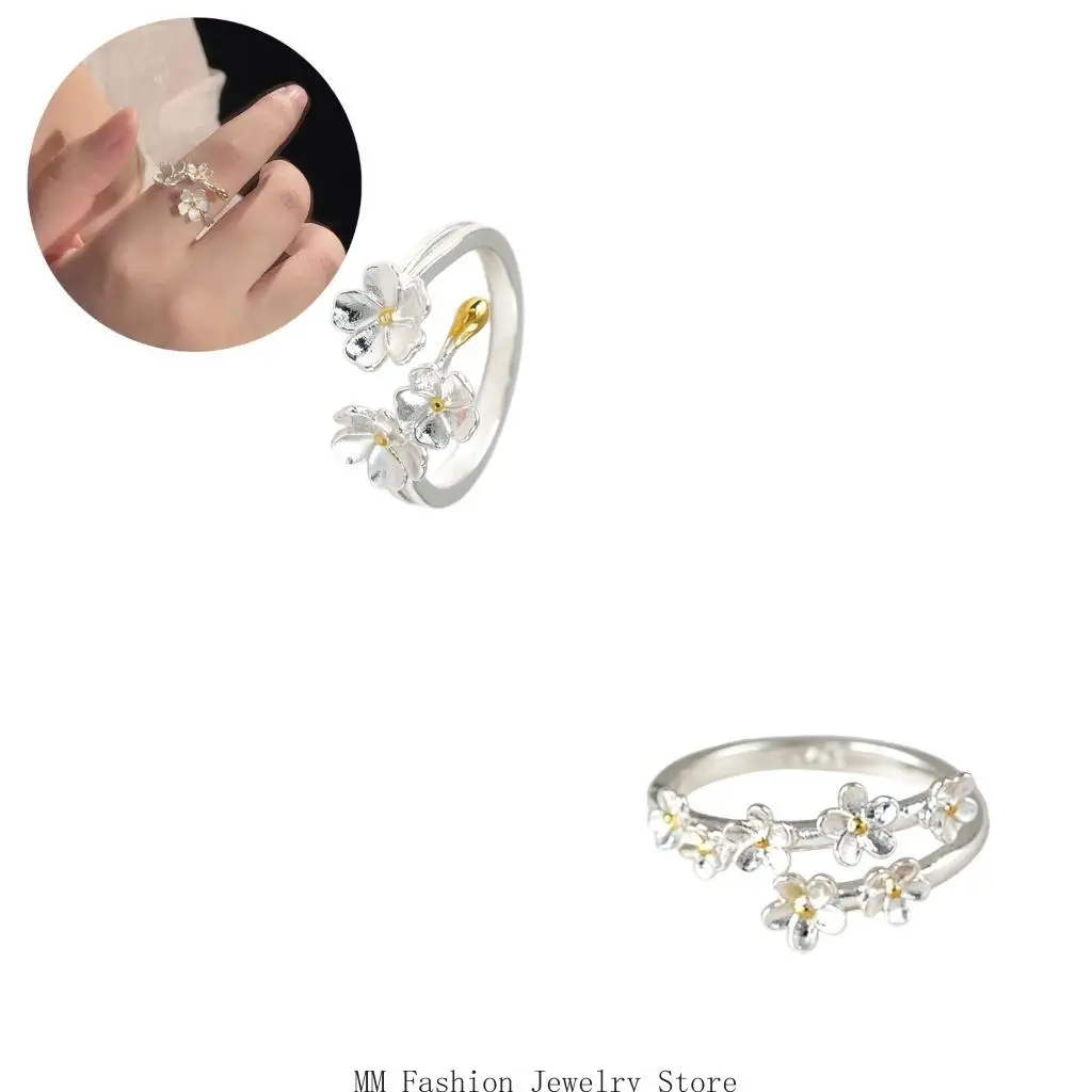 Adjustable Open Band Flower Ring for Women, Alloy Jewelry for Everyday Outfits, Dates and Gift Ready Styling Look D0UB