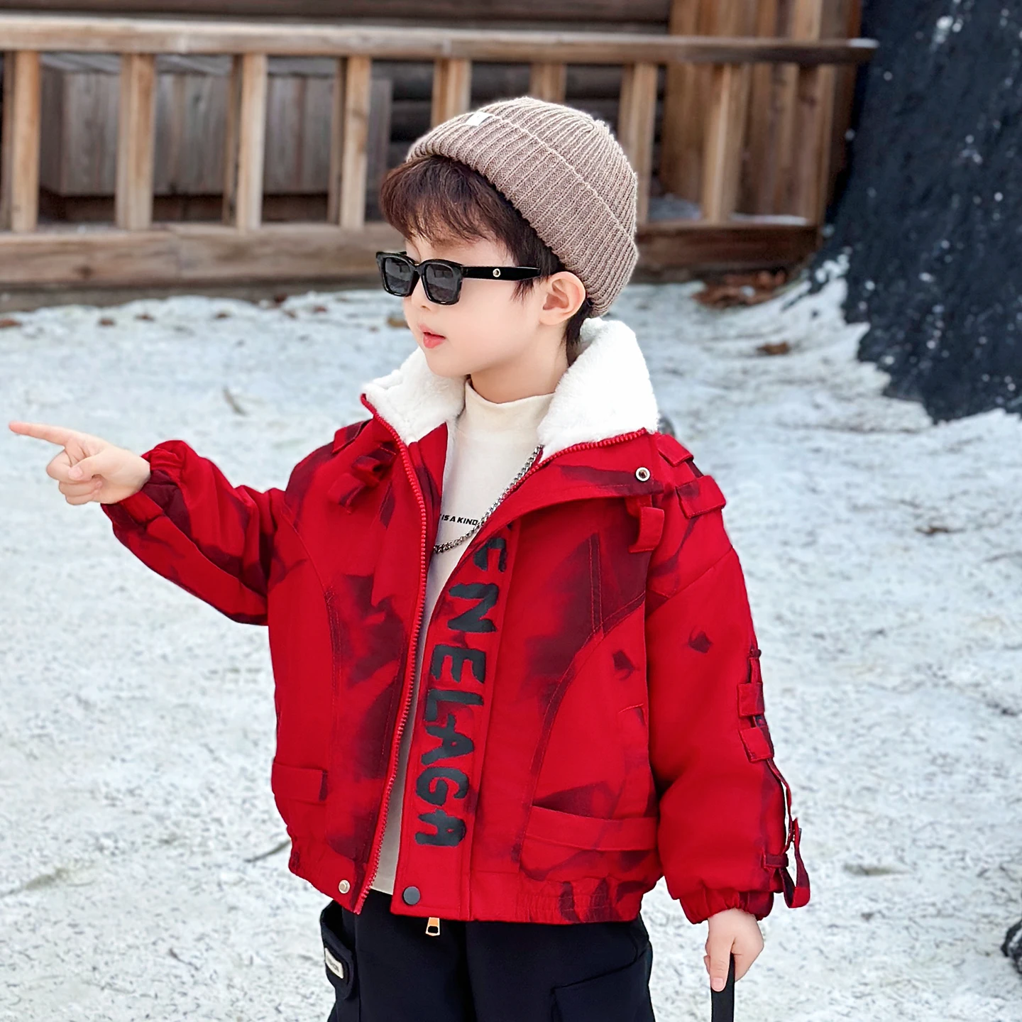 

Утепленная парка из кроличьего меха для мальчиков, осенне-зимняя хлопковая одежда, детское пальто на флисовой подкладке, молодежный стиль