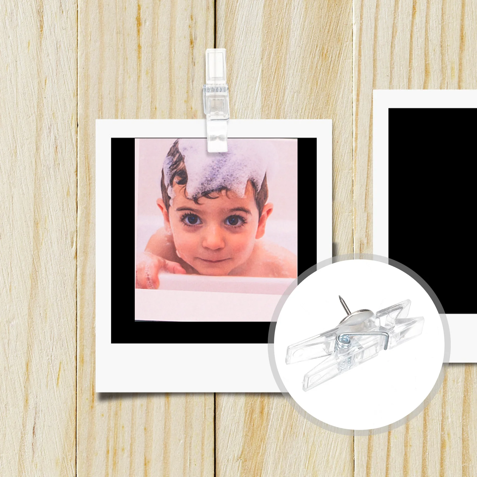 50Pcs Transparent Clip Push Pins Multi-Function Household Photo Clips for Bulletin Boards Cork Walls Decorative Picture Hanging