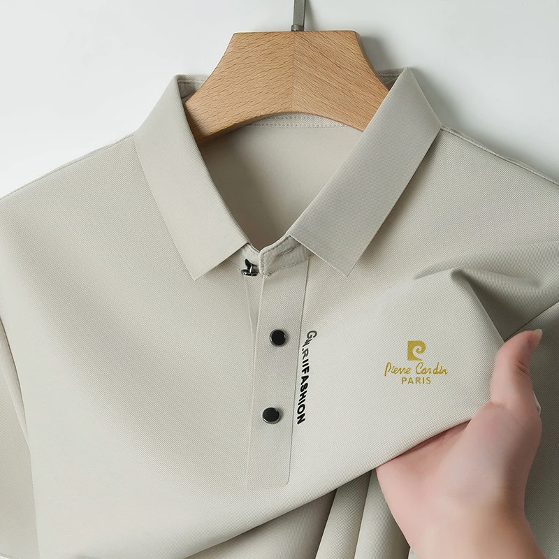 

Designer Brand Men's Polo Shirt Lapel T-Shirt Summer New High End No Trace Print Short Sleeve Fashion Business Office Menswear