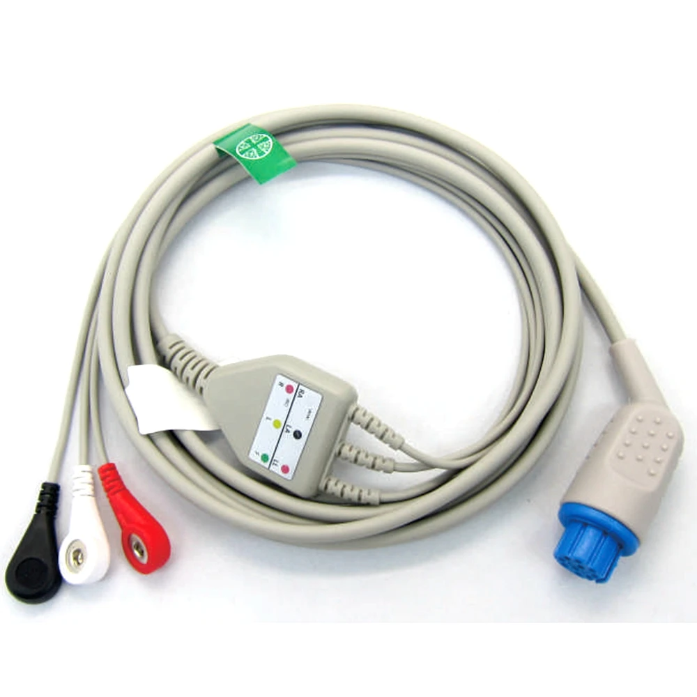 EC-207 One-piece ECG Patient Cable IEC With 3leads 5leads Snap clip For DATEX ECG Electrocardiograph Monitor