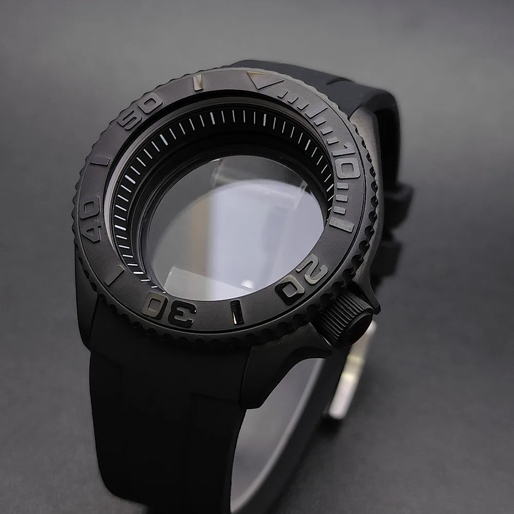 42mm NH35 Case Convex Sapphire Glass Black Matte Waterproof Stainless Steel Case Fit NH35 NH36 Movement Accessories Watch Box