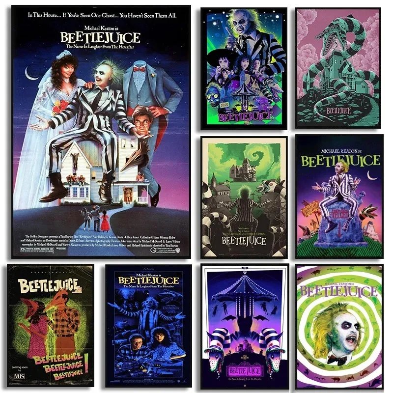 Classic Movie Beetlejuice Horror Comedy Vintage Tim Burton Film Poster Canvas Painting Wall Art Pictures Home Room Decor