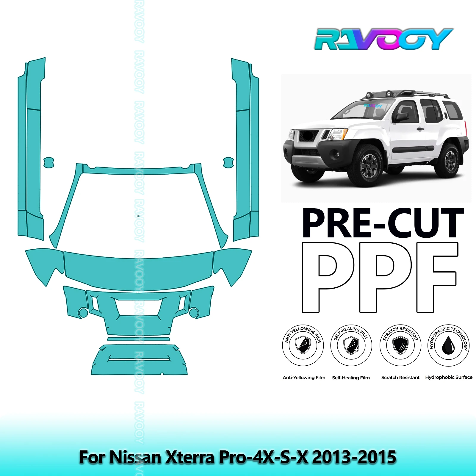 

Front Kit+Rockers Clear Bra Precut PPF Paint Protection Film For Nissan Xterra Pro-4X-S-X 2013-2015
