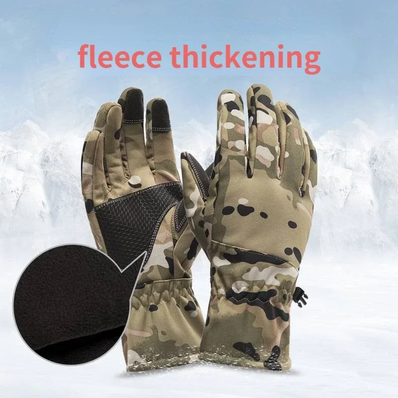 Winter Camouflage Jacht Handschoenen Warm Antislip Vissen Handschoenen Waterdichte Touch Screen Ski Camping Handschoenen