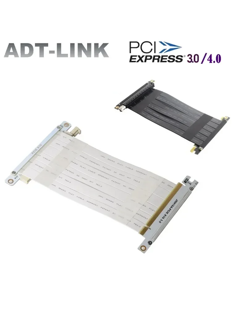 Kabel przedłużający do karty graficznej, czarno-biały, z podwójnym odwrotnym złączem PCIe 4.0 3.0 X16 do X16 Gen4, elastyczny kabel GPU Riser ITX A4. — zdjęcie produktu 7