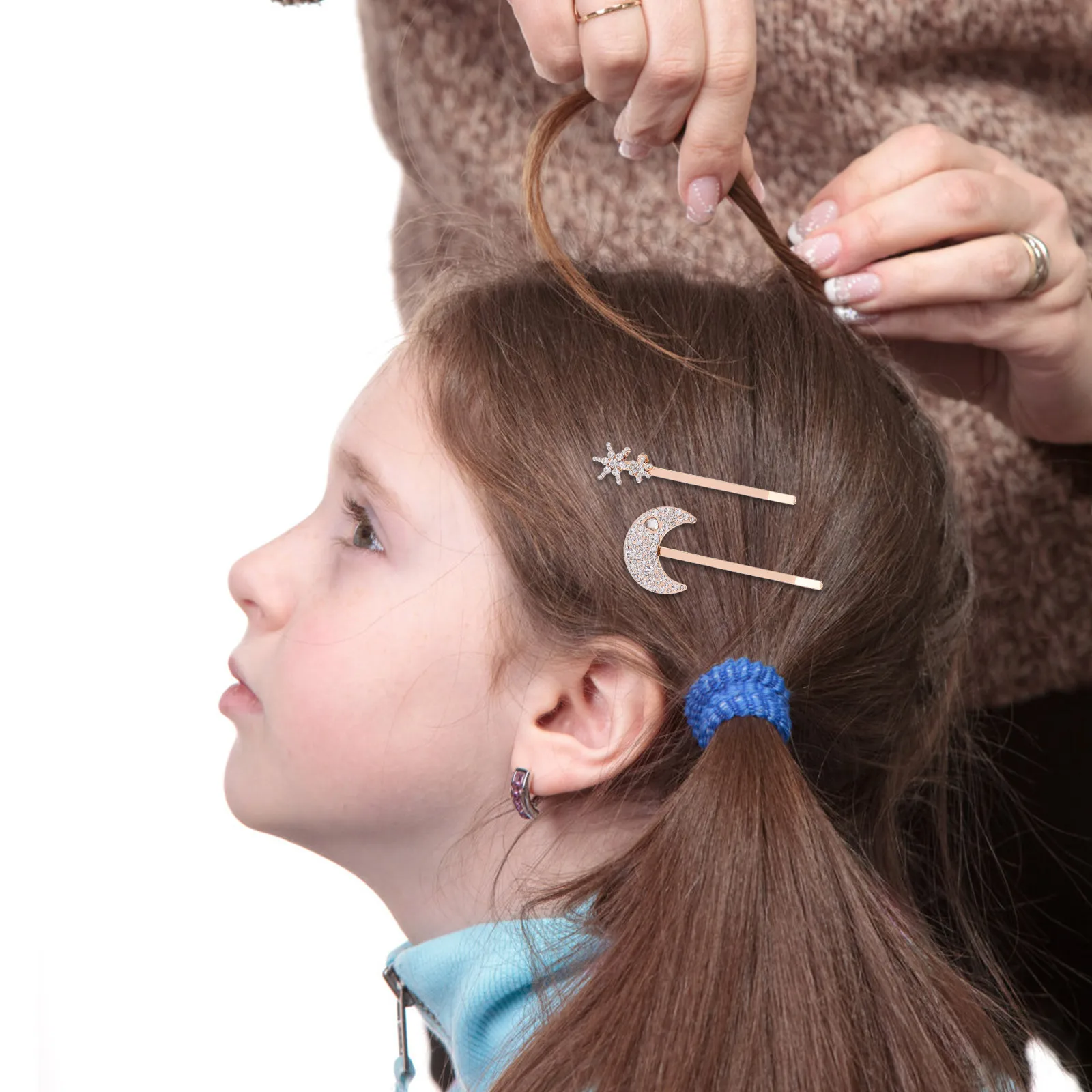 

2Pcs Moon Hairpin Set Zinc Alloy Unique Whimsical Motif Stylish Accessory for All Hair Types Versatile Use Sparkle Decorative