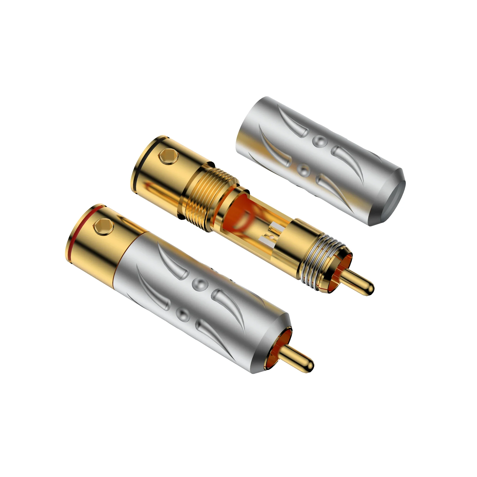 4pcs High Quality VR109G Pure Copper Gold Plated RCA Plug Connector hifi Audio RCA Plug connector audiophile cable Plug