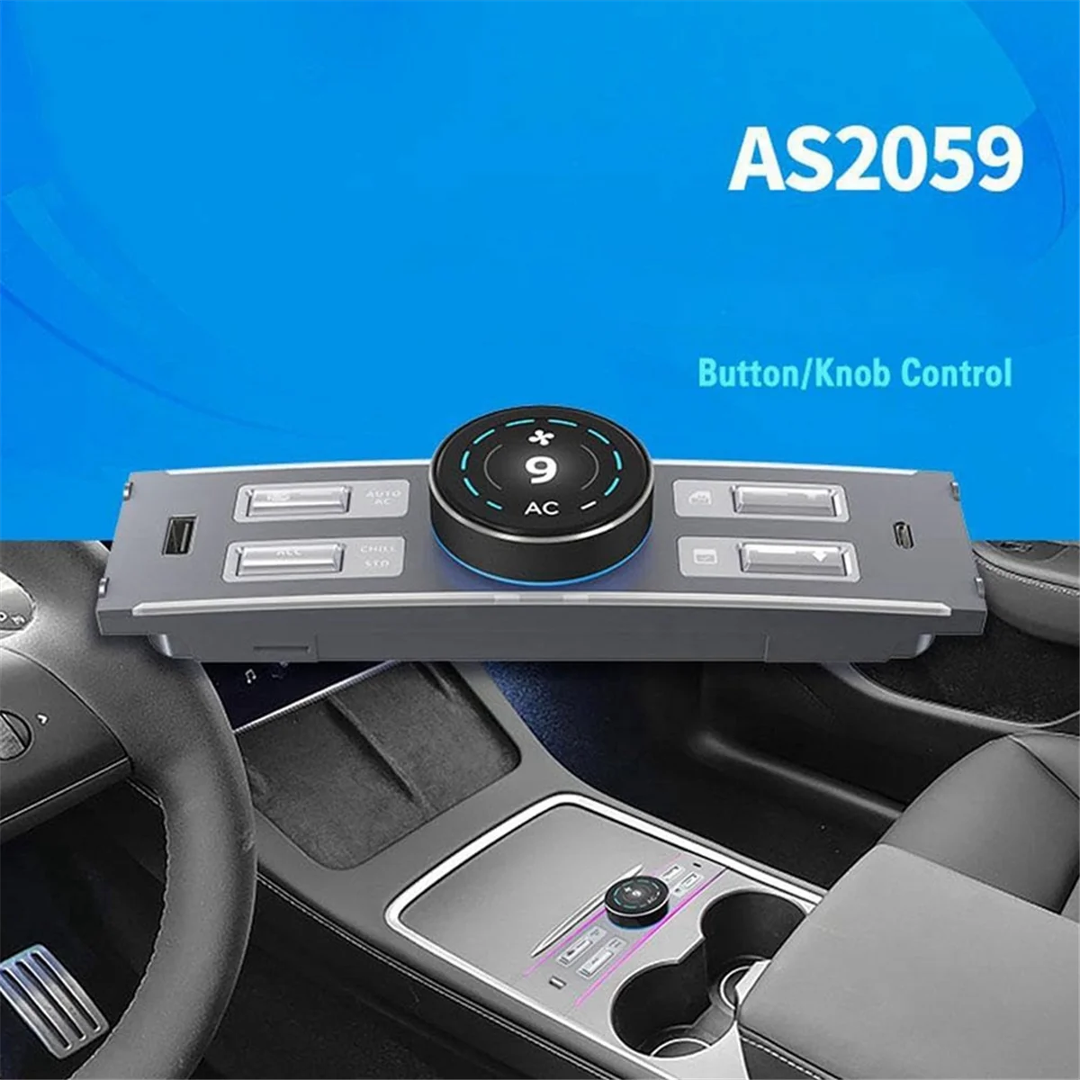 Car LCD Knob Docking Station for Model 3&Y Car with Buttons Functions