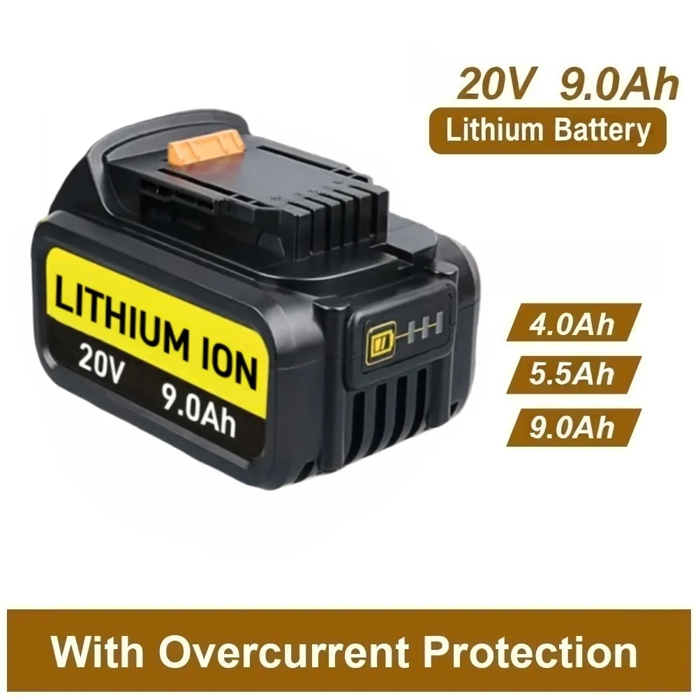 DCB200 Lithium Battery for Dewalt 20V Rechargeable Batteries Power Tools DCB204 DCB206 Replacement Li-ion Battery 4Ah/5.5Ah/9Ah
