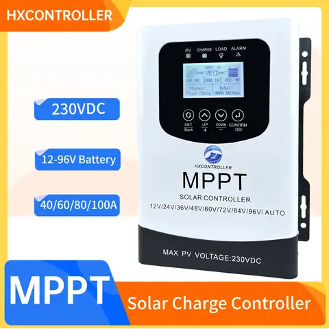 0-100A 12-96V MPPT Solar Charge Controller  230VDC Off Solar Panel System Charging Regulator 230VDC Ship From EU Warehouse