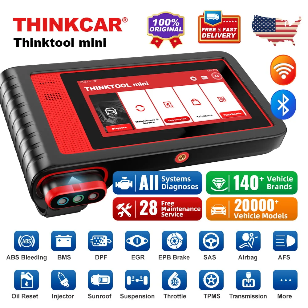 THINKTOOL Mini OBD2 Scanner All System Diagnostic Tool 28 Reset Lifetime Free Active Test DPF Oil Code Reader Airbag Light Reset