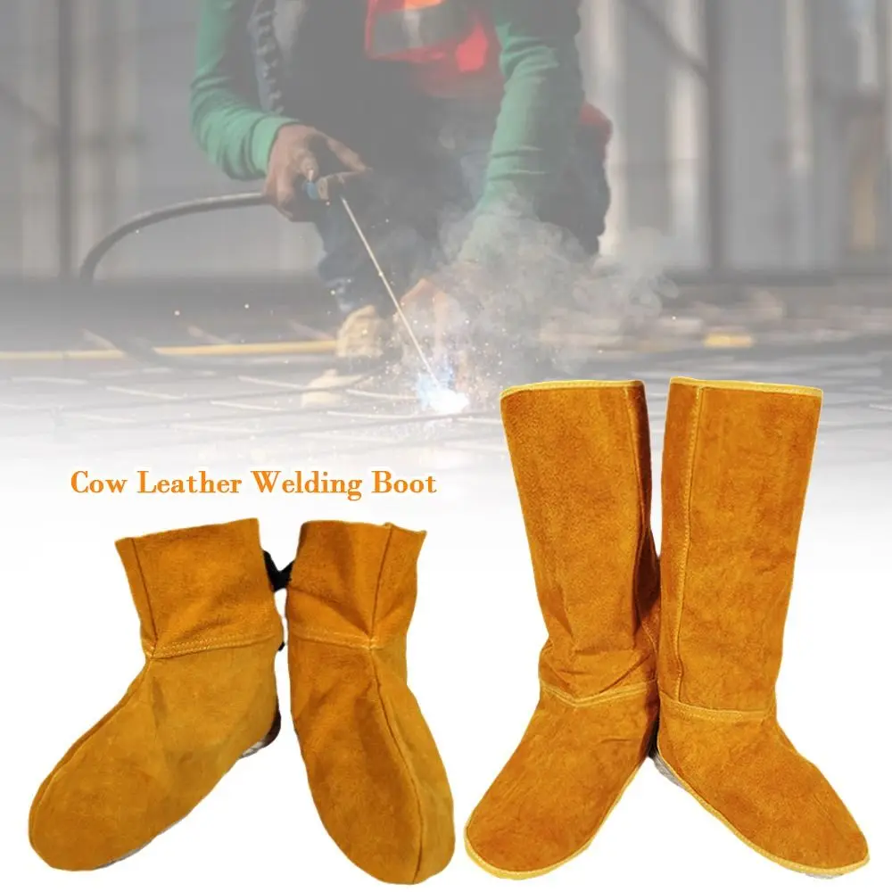 

Thermal Insulation Cow Leather Welding Boot Safety Flame Resistant Anti Scalding Shoes Covers Welding Protective Feet Sleeve