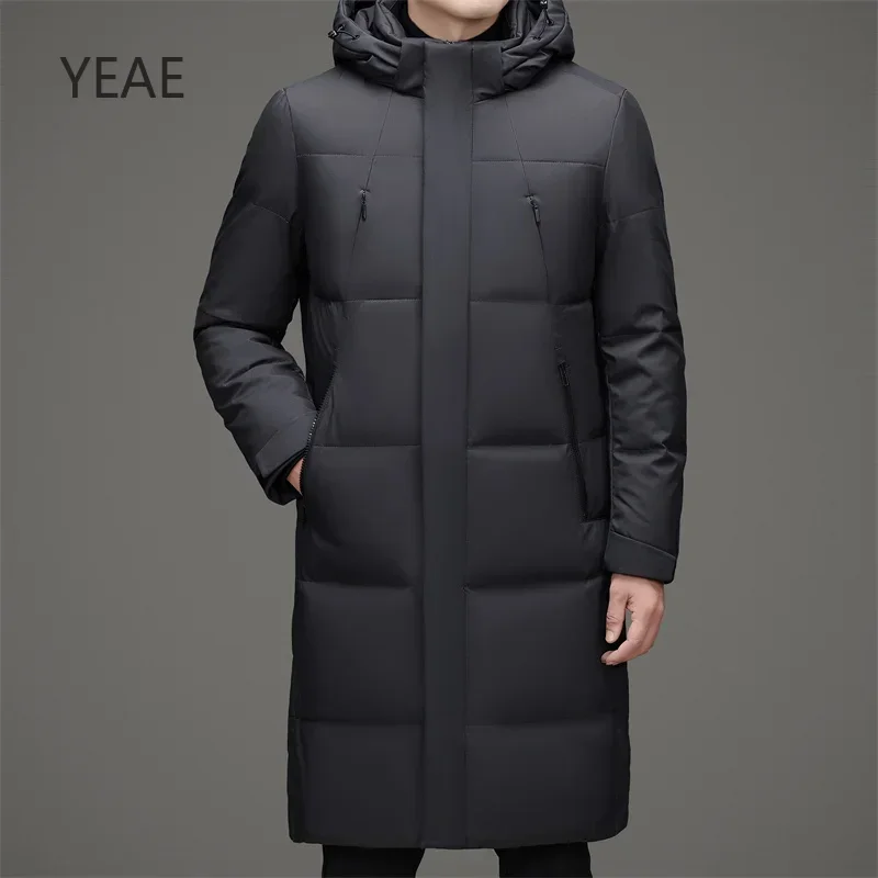 YEAE-Chaqueta larga de plumón de pato para hombre, ropa de diseñador acolchada, abrigos informales para hombre, chaquetas de invierno, 2024