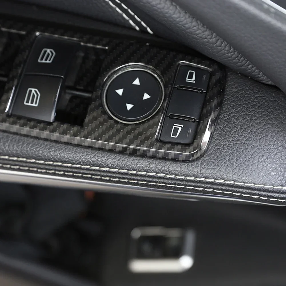 Stiker Bingkai Tombol Pengangkat Jendela Mobil Gaya Serat Karbon untuk Mercedes Benz A B C E GLE GLA CLA GLK Class W176 W204 W212 W166 W218