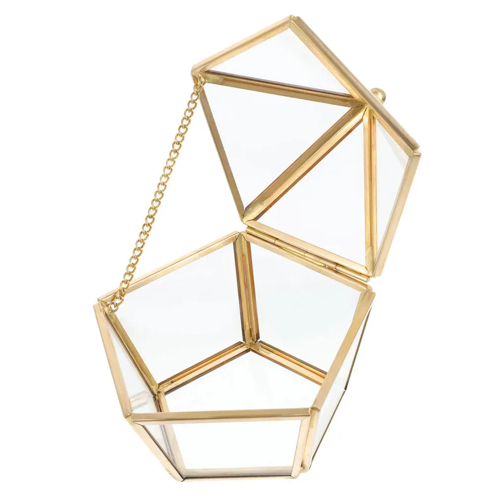 Portable Glass Jewelry Box Transparent Jewelry Storage Organizer Compact Desktop Case for Rings Necklaces Earrings Bracelets