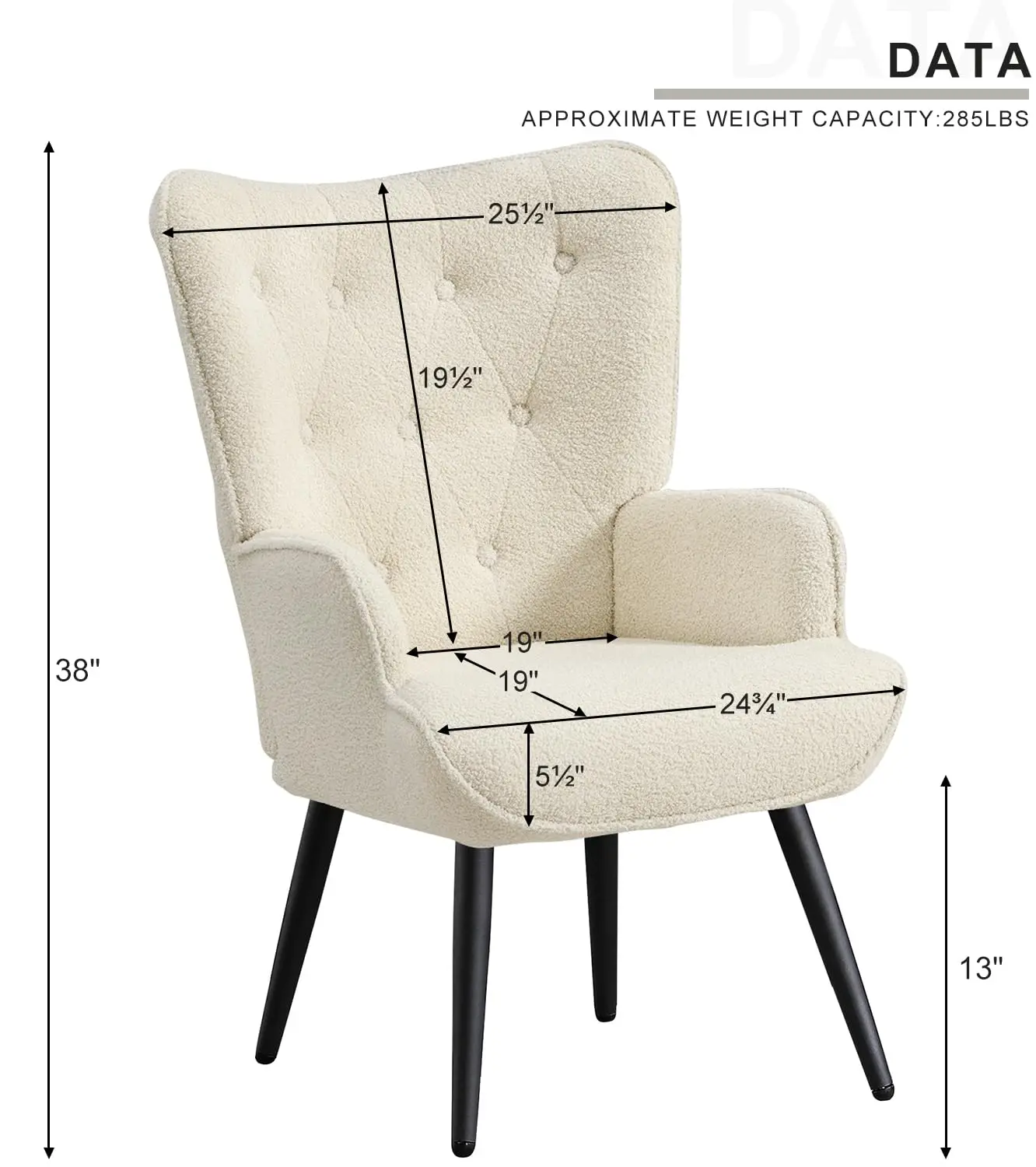 Mid Century Modern Faux Fur Accent Armchair Comfy Leisure Wingback Chair for Living Room Office Bedroom, Customized