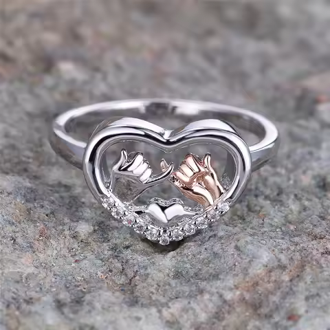 Cute Female White Zircon Stone Heart Engagement Ring Vintage Silver Color Wedding Jewelry For Women