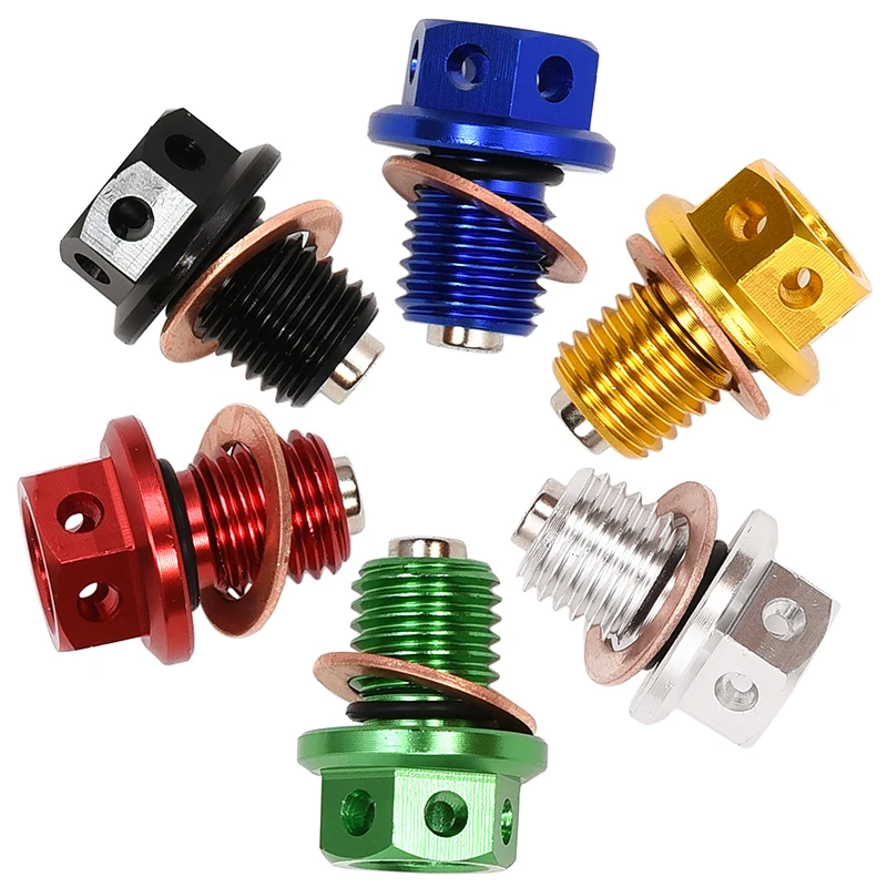 Motorcycle Accessories M12 Strong Magnetic CNC Aluminum Alloy Oil Drain Screw Suitable Beach Buggy ATV Off Road Pit Dirt Bike