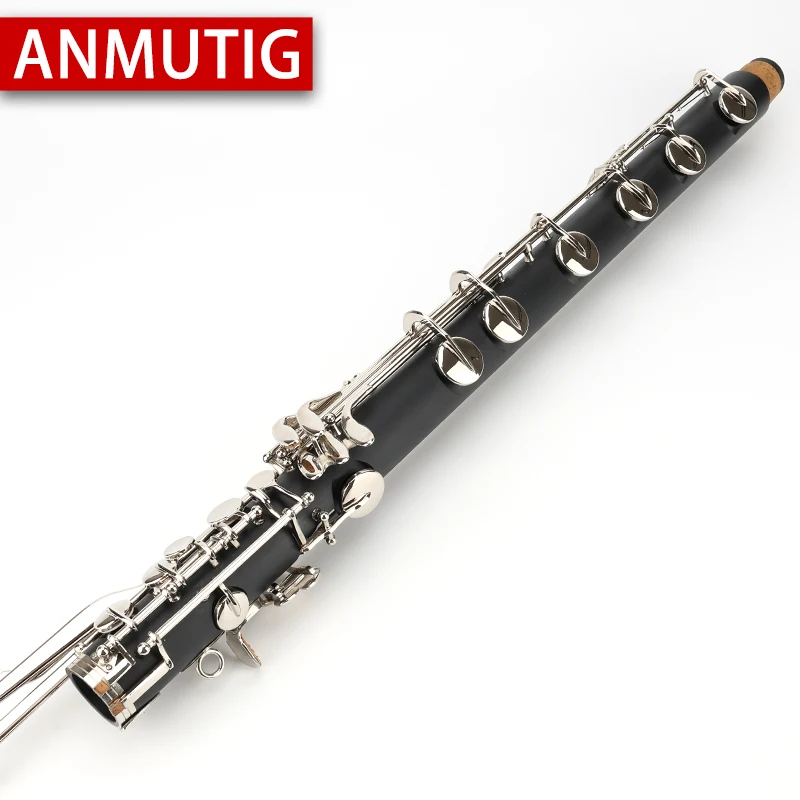 ANMUTIG-Bass Clarinet, Low-C, E, Nickel, Silver, ABS, Ebony Resin, Professional