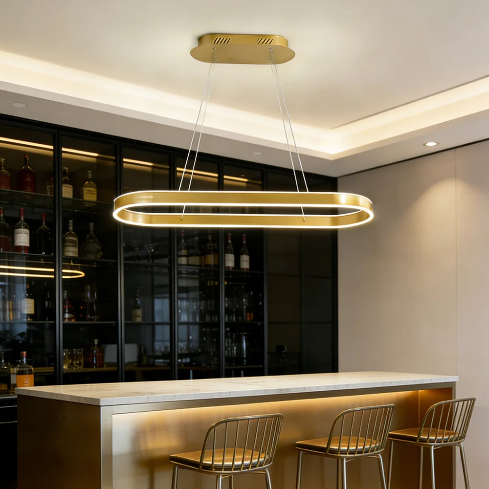 LED Modern Golden Pendant Light for Living Room Dining Table Hotel bar counter Office Ceiling Chandelier Indoor Lighting Fixture